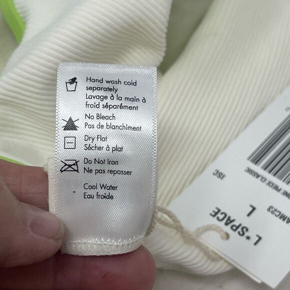 L Space Cream Blue Green Baewatch Colorblock Ribbed One Piece Swimsuit Large NWT - Picture 6 of 11